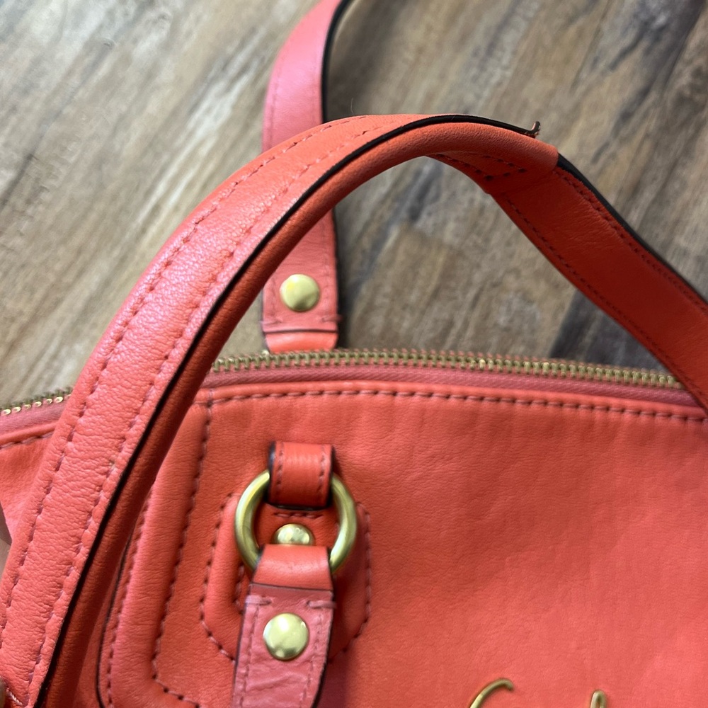 Coach Coral Pink Leather Tote Hobo Bag Large Purse - Picture 3 of 10